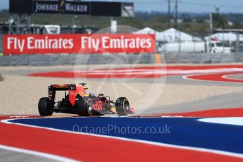 World © Octane Photographic Ltd. Red Bull Racing RB12 – Max Verstappen. Friday 21st October 2016, F1 USA Grand Prix Practice 2, Austin, Texas – Circuit of the Americas (COTA). Digital Ref :1743LB1D0787