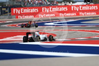 World © Octane Photographic Ltd. Red Bull Racing RB12 – Daniel Ricciardo and Williams Martini Racing, Williams Mercedes FW38 – Felipe Massa. Friday 21st October 2016, F1 USA Grand Prix Practice 2, Austin, Texas – Circuit of the Americas (COTA). Digital Ref :1743LB1D0877