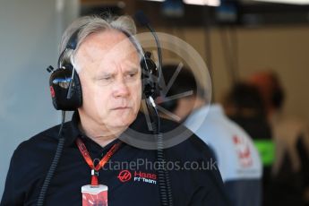 World © Octane Photographic Ltd. Haas F1 Team - Gene Haas. Saturday 22nd October 2016, F1 USA Grand Prix Practice 3, Austin, Texas – Circuit of the Americas (COTA). Digital Ref :1745LB1D1618