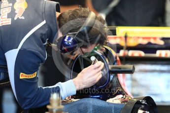 World © Octane Photographic Ltd. Red Bull Racing RB12 getting the air intake inspected– Daniel Ricciardo. Saturday 22nd October 2016, F1 USA Grand Prix Practice 3, Austin, Texas – Circuit of the Americas (COTA). Digital Ref :1745LB1D1625