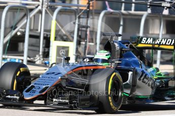 World © Octane Photographic Ltd. Sahara Force India VJM09 - Nico Hulkenberg. Saturday 22nd October 2016, F1 USA Grand Prix Practice 3, Austin, Texas – Circuit of the Americas (COTA). Digital Ref :1745LB1D1800