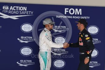 World © Octane Photographic Ltd. Mercedes AMG Petronas W07 Hybrid – Lewis Hamilton and Red Bull Racing RB12 – Daniel Ricciardo. Saturday 22nd October 2016, F1 USA Grand Prix Qualifying, Austin, Texas – Circuit of the Americas (COTA). Digital Ref :1747LB1D2955