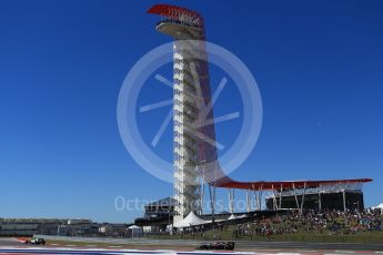 World © Octane Photographic Ltd. Mercedes AMG Petronas W07 Hybrid – Lewis Hamilton and McLaren Honda MP4-31 – Jenson Button. Saturday 22nd October 2016, F1 USA Grand Prix Qualifying, Austin, Texas – Circuit of the Americas (COTA). Digital Ref :1747LB2D5434