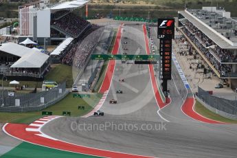 World © Octane Photographic Ltd. Mercedes AMG Petronas W07 Hybrid – Lewis Hamilton leads the start of lap 2. Sunday 23rd October 2016, F1 USA Grand Prix Race, Austin, Texas – Circuit of the Americas (COTA). Digital Ref :1749LB1D3627