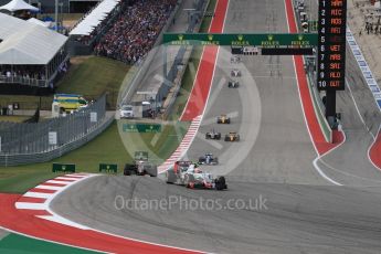 World © Octane Photographic Ltd. Haas F1 Team VF-16 - Esteban Gutierrez and McLaren Honda MP4-31 – Fernando Alonso. Sunday 23rd October 2016, F1 USA Grand Prix Race, Austin, Texas – Circuit of the Americas (COTA). Digital Ref :1749LB1D3654