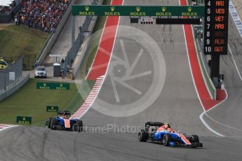 World © Octane Photographic Ltd. Manor Racing MRT05 – Esteban Ocon and Pascal Wehrlein. Sunday 23rd October 2016, F1 USA Grand Prix Race, Austin, Texas – Circuit of the Americas (COTA). Digital Ref :1749LB1D3733