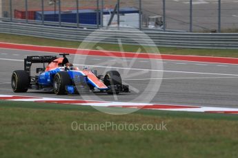 World © Octane Photographic Ltd. Manor Racing MRT05 - Pascal Wehrlein. Sunday 23rd October 2016, F1 USA Grand Prix Race, Austin, Texas – Circuit of the Americas (COTA). Digital Ref :1749LB1D3804