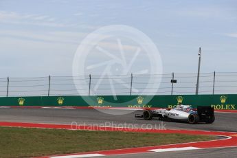 World © Octane Photographic Ltd. Williams Martini Racing, Williams Mercedes FW38 – Valtteri Bottas. Sunday 23rd October 2016, F1 USA Grand Prix Race, Austin, Texas – Circuit of the Americas (COTA). Digital Ref : 1749LB1D3955