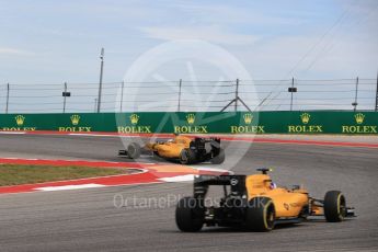 World © Octane Photographic Ltd. Renault Sport F1 Team RS16 - Kevin Magnussen and Jolyon Palmer. Sunday 23rd October 2016, F1 USA Grand Prix Race, Austin, Texas – Circuit of the Americas (COTA). Digital Ref : 1749LB1D4156