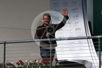 World © Octane Photographic Ltd. Gerard Butler. Sunday 23rd October 2016, F1 USA Grand Prix Podium, Austin, Texas – Circuit of the Americas (COTA). Digital Ref :1750LB1D4604