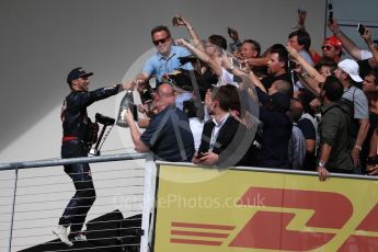 World © Octane Photographic Ltd. Red Bull Racing RB12 – Daniel Ricciardo (3rd). Sunday 23rd October 2016, F1 USA Grand Prix Podium, Austin, Texas – Circuit of the Americas (COTA). Digital Ref :1750LB1D4798