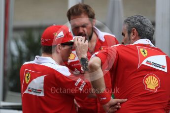 World © Octane Photographic Ltd. Scuderia Ferrari – Kimi Raikkonen (DNF) and Maurizio Arrivabene. Sunday 23rd October 2016, F1 USA Grand Prix Race, Austin, Texas – Circuit of the Americas (COTA). Digital Ref : 1750LB1D4834