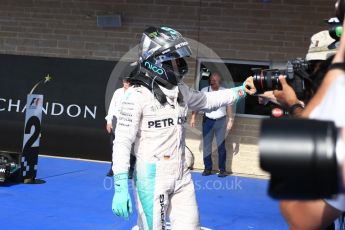World © Octane Photographic Ltd. Mercedes AMG Petronas W07 Hybrid – Nico Rosberg (2nd). Sunday 23rd October 2016, F1 USA Grand Prix Parc Ferme, Austin, Texas – Circuit of the Americas (COTA). Digital Ref :1750LB2D5996