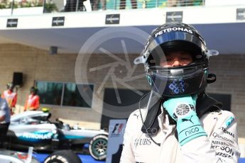 World © Octane Photographic Ltd. Mercedes AMG Petronas W07 Hybrid – Nico Rosberg (2nd). Sunday 23rd October 2016, F1 USA Grand Prix Parc Ferme, Austin, Texas – Circuit of the Americas (COTA). Digital Ref :1750LB2D6008