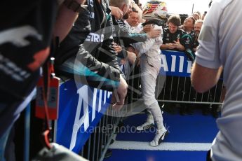 World © Octane Photographic Ltd. Mercedes AMG Petronas W07 Hybrid – Lewis Hamilton (1st). Sunday 23rd October 2016, F1 USA Grand Prix Parc Ferme, Austin, Texas – Circuit of the Americas (COTA). Digital Ref :1750LB2D6107