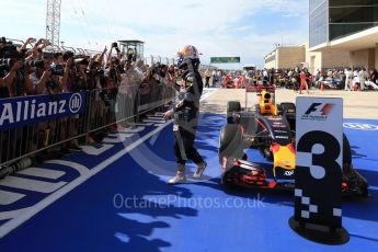 World © Octane Photographic Ltd. Red Bull Racing RB12 – Daniel Ricciardo (3rd). Sunday 23rd October 2016, F1 USA Grand Prix Parc Ferme, Austin, Texas – Circuit of the Americas (COTA). Digital Ref :1750LB2D6152