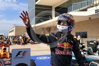 World © Octane Photographic Ltd. Red Bull Racing RB12 – Daniel Ricciardo (3rd). Sunday 23rd October 2016, F1 USA Grand Prix Parc Ferme, Austin, Texas – Circuit of the Americas (COTA). Digital Ref :1750LB2D6178