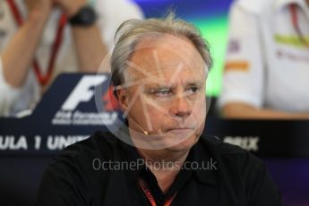 World © Octane Photographic Ltd. F1 USA Grand Prix Practice 2, Austin Texas – Circuit of the Americas (COTA) FIA Personnel Press Conference. Friday 21st October 2016. Gene Haas - Haas F1 Team Owner. Digital Ref :1744LB1D1410