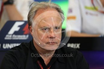World © Octane Photographic Ltd. F1 USA Grand Prix Practice 2, Austin Texas – Circuit of the Americas (COTA) FIA Personnel Press Conference. Friday 21st October 2016. Gene Haas - Haas F1 Team Owner. Digital Ref :1744LB1D1413