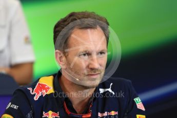 World © Octane Photographic Ltd. F1 USA Grand Prix Practice 2, Austin Texas – Circuit of the Americas (COTA) FIA Personnel Press Conference. Friday 21st October 2016. Christian Horner - Red Bull Racing Team Principal. Digital Ref :1744LB1D1416