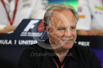 World © Octane Photographic Ltd. F1 USA Grand Prix Practice 2, Austin Texas – Circuit of the Americas (COTA) FIA Personnel Press Conference. Friday 21st October 2016. Gene Haas - Haas F1 Team Owner. Digital Ref :1744LB1D1442