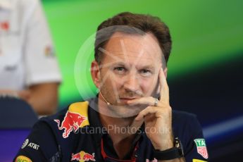 World © Octane Photographic Ltd. F1 USA Grand Prix Practice 2, Austin Texas – Circuit of the Americas (COTA) FIA Personnel Press Conference. Friday 21st October 2016. Christian Horner - Red Bull Racing Team Principal. Digital Ref :1744LB1D1462