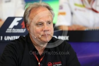 World © Octane Photographic Ltd. F1 USA Grand Prix Practice 2, Austin Texas – Circuit of the Americas (COTA) FIA Personnel Press Conference. Friday 21st October 2016. Gene Haas - Haas F1 Team Owner. Digital Ref :1744LB1D1466