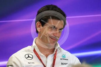 World © Octane Photographic Ltd. F1 USA Grand Prix Practice 2, Austin Texas – Circuit of the Americas (COTA) FIA Personnel Press Conference. Friday 21st October 2016. Toto Wolff - Mercedes AMG Petronas Executive Director. Digital Ref :1744LB1D1510