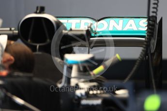 World © Octane Photographic Ltd. Mercedes AMG Petronas W07 Hybrid rear wing. Thursday 20th October 2016, F1 USA Grand Prix, Austin, Texas – Circuit of the Americas (COTA). Digital Ref :