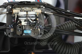 World © Octane Photographic Ltd. Williams Martini Racing, Williams Mercedes FW38 nose hydraulics. Thursday 20th October 2016, F1 USA Grand Prix, Austin, Texas – Circuit of the Americas (COTA). Digital Ref :