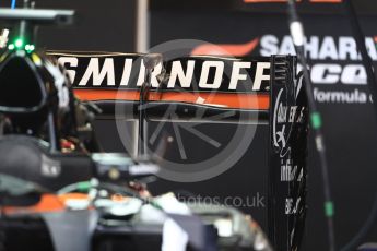 World © Octane Photographic Ltd. Sahara Force India VJM09 rear wing. Thursday 20th October 2016, F1 USA Grand Prix, Austin, Texas – Circuit of the Americas (COTA). Digital Ref :