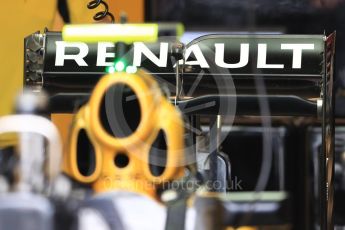 World © Octane Photographic Ltd. Renault Sport F1 Team RS16 rear wing. Thursday 20th October 2016, F1 USA Grand Prix, Austin, Texas – Circuit of the Americas (COTA). Digital Ref :