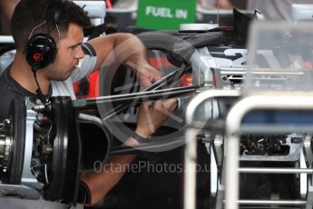 World © Octane Photographic Ltd. Haas F1 Team VF-16 front suspension. Thursday 20th October 2016, F1 USA Grand Prix, Austin, Texas – Circuit of the Americas (COTA). Digital Ref :