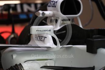 World © Octane Photographic Ltd. Formula 1 - Belgian Grand Prix - Thursday - Pit Lane. Williams Martini Racing FW40. Circuit de Spa Francorchamps, Belgium. Thursday 24th August 2017. Digital Ref: 1918LB1D4203