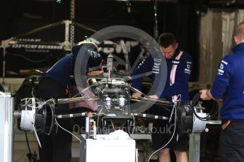 World © Octane Photographic Ltd. Formula 1 - Belgian Grand Prix - Thursday - Pit Lane. Sahara Force India VJM10. Circuit de Spa Francorchamps, Belgium. Thursday 24th August 2017. Digital Ref: 1918LB2D5502