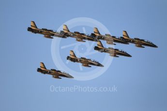 World © Octane Photographic Ltd. UAE Al Fursan (The Knights) Air Display Team – Aermacchi MB-339A. Saturday 25th November 2017, F1 Abu Dhabi GP - Yas Marina circuit, Abu Dhabi. Digital Ref : -2011CB1L7470