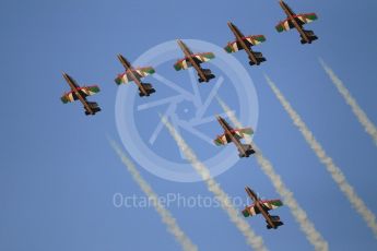 World © Octane Photographic Ltd. UAE Al Fursan (The Knights) Air Display Team – Aermacchi MB-339A. Saturday 25th November 2017, F1 Abu Dhabi GP - Yas Marina circuit, Abu Dhabi. Digital Ref : -2011CB1L7525