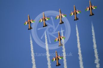 World © Octane Photographic Ltd. UAE Al Fursan (The Knights) Air Display Team – Aermacchi MB-339A. Saturday 25th November 2017, F1 Abu Dhabi GP - Yas Marina circuit, Abu Dhabi. Digital Ref : -2011CB1L7530