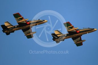 World © Octane Photographic Ltd. UAE Al Fursan (The Knights) Air Display Team – Aermacchi MB-339A. Saturday 25th November 2017, F1 Abu Dhabi GP - Yas Marina circuit, Abu Dhabi. Digital Ref : -2011CB1L7591