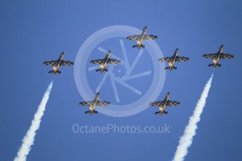 World © Octane Photographic Ltd. UAE Al Fursan (The Knights) Air Display Team – Aermacchi MB-339A. Saturday 25th November 2017, F1 Abu Dhabi GP - Yas Marina circuit, Abu Dhabi. Digital Ref : -2011CB1L7619
