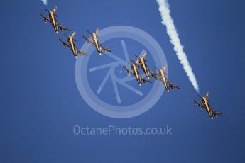 World © Octane Photographic Ltd. UAE Al Fursan (The Knights) Air Display Team – Aermacchi MB-339A. Saturday 25th November 2017, F1 Abu Dhabi GP - Yas Marina circuit, Abu Dhabi. Digital Ref : -2011CB1L7638