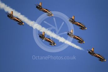 World © Octane Photographic Ltd. UAE Al Fursan (The Knights) Air Display Team – Aermacchi MB-339A. Saturday 25th November 2017, F1 Abu Dhabi GP - Yas Marina circuit, Abu Dhabi. Digital Ref : -2011CB1L7647