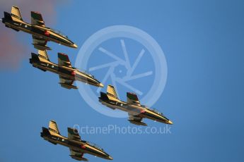 World © Octane Photographic Ltd. UAE Al Fursan (The Knights) Air Display Team – Aermacchi MB-339A. Saturday 25th November 2017, F1 Abu Dhabi GP - Yas Marina circuit, Abu Dhabi. Digital Ref : -2011CB1L7652