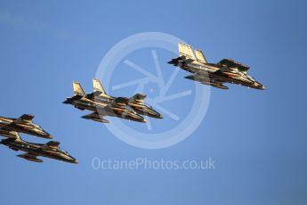 World © Octane Photographic Ltd. UAE Al Fursan (The Knights) Air Display Team – Aermacchi MB-339A. Saturday 25th November 2017, F1 Abu Dhabi GP - Yas Marina circuit, Abu Dhabi. Digital Ref : -2011CB1L7658