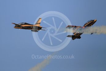 World © Octane Photographic Ltd. UAE Al Fursan (The Knights) Air Display Team – Aermacchi MB-339A. Saturday 25th November 2017, F1 Abu Dhabi GP - Yas Marina circuit, Abu Dhabi. Digital Ref : -2011CB1L7735