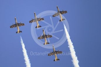 World © Octane Photographic Ltd. UAE Al Fursan (The Knights) Air Display Team – Aermacchi MB-339A. Saturday 25th November 2017, F1 Abu Dhabi GP - Yas Marina circuit, Abu Dhabi. Digital Ref : -2011CB1L7783