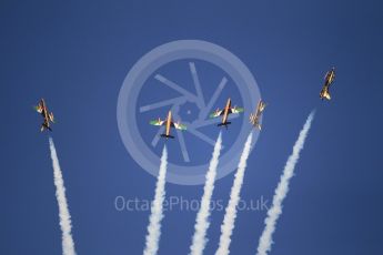World © Octane Photographic Ltd. UAE Al Fursan (The Knights) Air Display Team – Aermacchi MB-339A. Saturday 25th November 2017, F1 Abu Dhabi GP - Yas Marina circuit, Abu Dhabi. Digital Ref : -2011CB1L7830