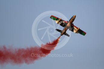World © Octane Photographic Ltd. UAE Al Fursan (The Knights) Air Display Team – Aermacchi MB-339A. Saturday 25th November 2017, F1 Abu Dhabi GP - Yas Marina circuit, Abu Dhabi. Digital Ref : -2011CB1L7881