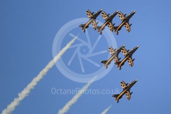 World © Octane Photographic Ltd. UAE Al Fursan (The Knights) Air Display Team – Aermacchi MB-339A. Saturday 25th November 2017, F1 Abu Dhabi GP - Yas Marina circuit, Abu Dhabi. Digital Ref : -2011CB1L7915