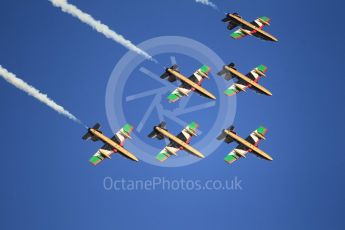 World © Octane Photographic Ltd. UAE Al Fursan (The Knights) Air Display Team – Aermacchi MB-339A. Saturday 25th November 2017, F1 Abu Dhabi GP - Yas Marina circuit, Abu Dhabi. Digital Ref : -2011CB1L7936